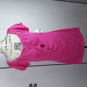 So- Womens Bright Pink Body Con Mini Dress Stretchy Ruching Sz.XL